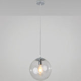 Minimalist Transparent Glass Ball Pendant Light With 39’ Hanging Wire Silver / 8’
