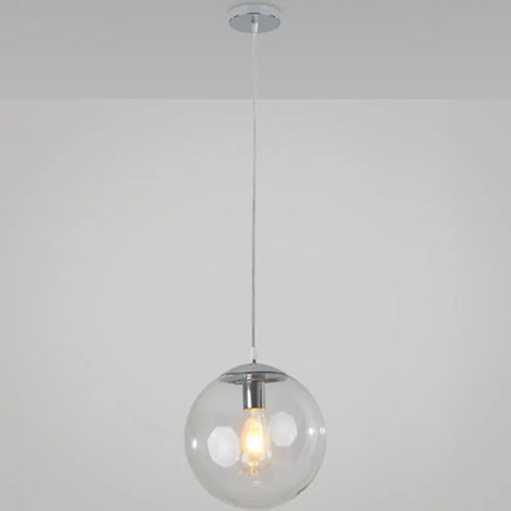 Minimalist Transparent Glass Ball Pendant Light With 39’ Hanging Wire Silver / 8’