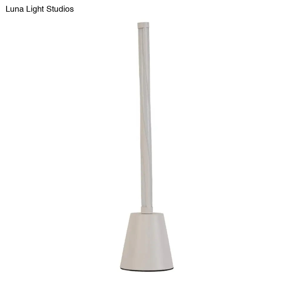 Minimalist Tubular Led Nightstand Lamp - White/Black With Acrylic Shade White/Warm Light