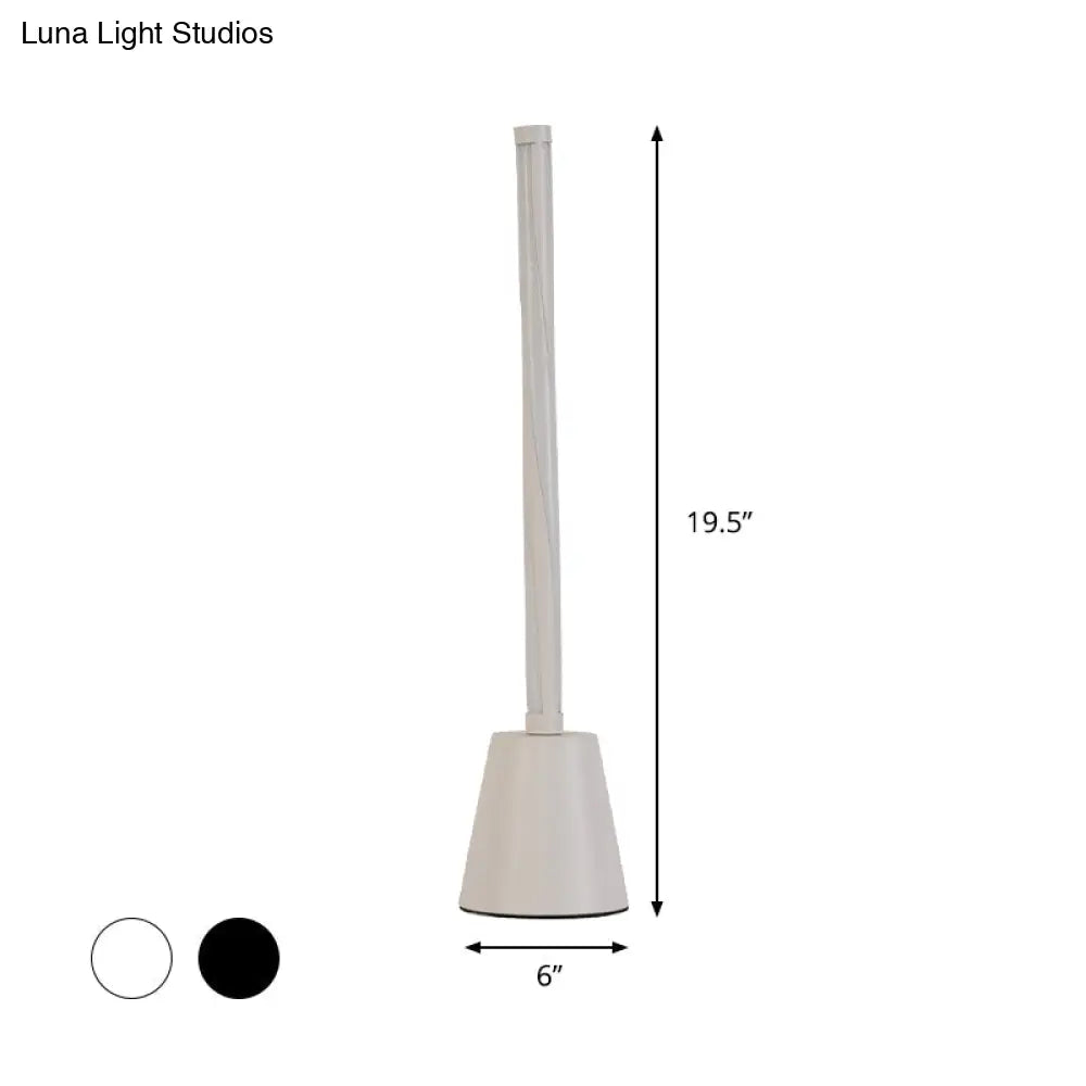 Minimalist Tubular Led Nightstand Lamp - White/Black With Acrylic Shade White/Warm Light