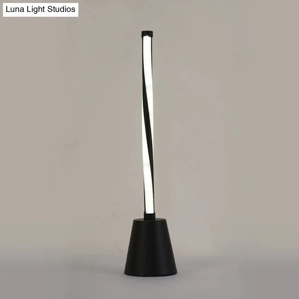 Minimalist Tubular Led Nightstand Lamp - White/Black With Acrylic Shade White/Warm Light