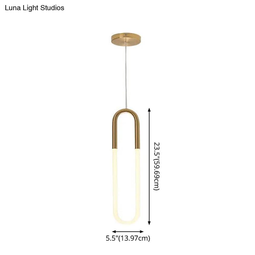 Minimalist U-Shaped Acrylic Led Ceiling Pendant Light Fixture For Living Room