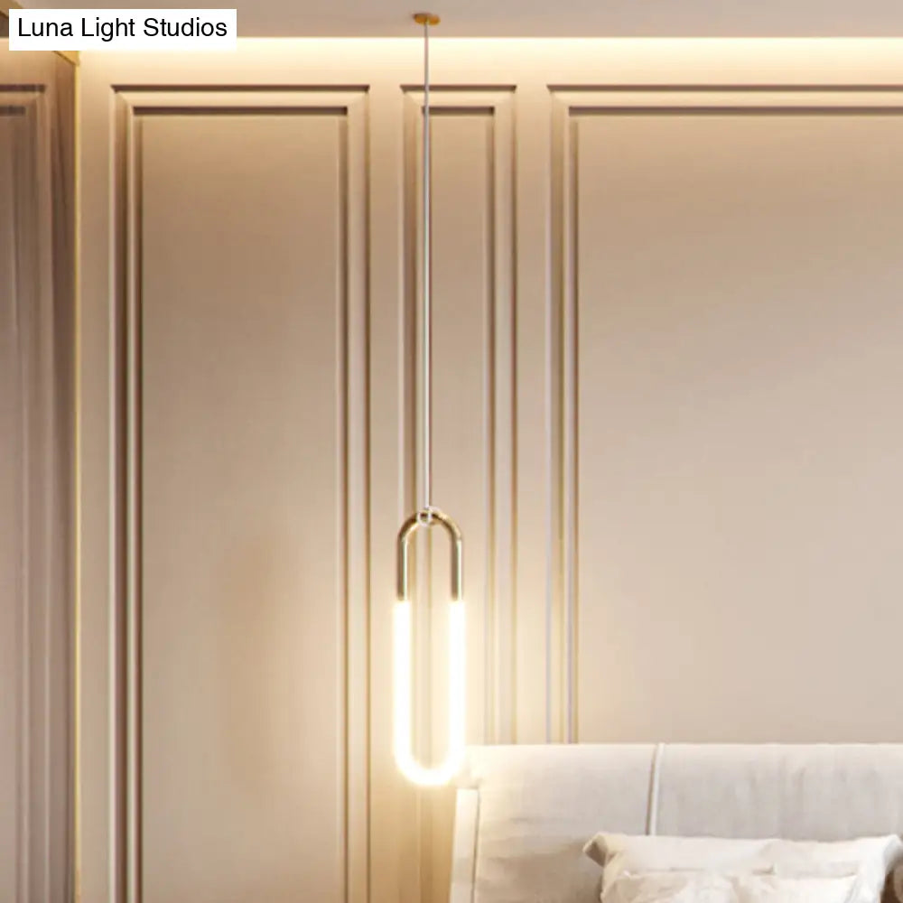 Minimalist U-Shaped Acrylic Led Ceiling Pendant Light Fixture For Living Room