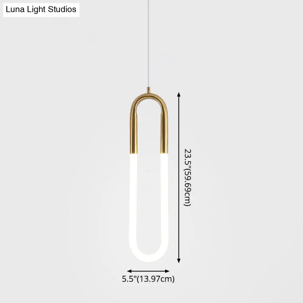 Minimalist U-Shaped Acrylic Led Ceiling Pendant Light Fixture For Living Room