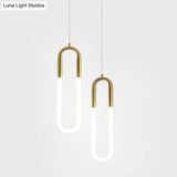 Minimalist U-Shaped Acrylic Led Ceiling Pendant Light Fixture For Living Room