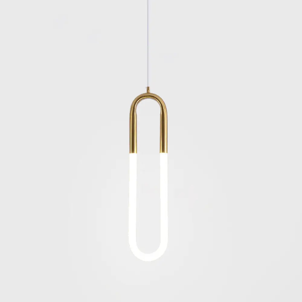 Minimalist U-Shaped Acrylic Led Ceiling Pendant Light Fixture For Living Room Gold