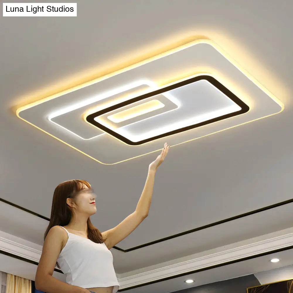 Minimalist Ultrathin Rectangular Led Flush Mount Ceiling Light In White Acrylic