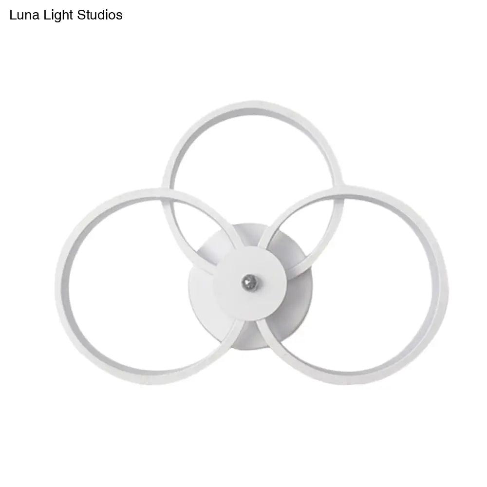 Minimalist White 3-Ring Led Acrylic Wall Sconce Light Fixture - Warm/White
