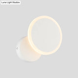 Minimalist White/Black Round Led Wall Sconce With Warm/White Light - Acrylic Mounted Lamp Fixture