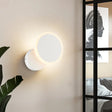 Minimalist White/Black Round Led Wall Sconce With Warm/White Light - Acrylic Mounted Lamp Fixture
