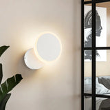 Minimalist White/Black Round Led Wall Sconce With Warm/White Light - Acrylic Mounted Lamp Fixture