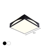 Minimalist White/Black Squared Box Flush Mount Light - 18.5/22.5 W Led Metallic Ceiling Lamp In