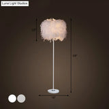 Minimalist White/Chrome Living Room Floor Lamp - Single-Bulb Standing Light With Feather Shade