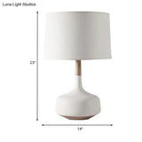 Minimalist White Drum Table Lamp With Fabric Shade - Perfect For Bedroom Desk