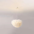Minimalist White Feather Chandelier Pendant Light For Girls’ Bedroom / 19.5’ Globe