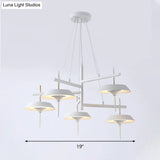 Minimalist White Flared Metal Chandelier Lamp - 5 Lights Pendant Light For Dining Room