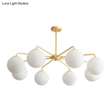 Minimalist White Glass Chandelier - Sleek Spherical Ceiling Light For Living Room