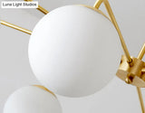 Minimalist White Glass Chandelier - Sleek Spherical Ceiling Light For Living Room