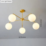 Minimalist White Glass Chandelier - Sleek Spherical Ceiling Light For Living Room