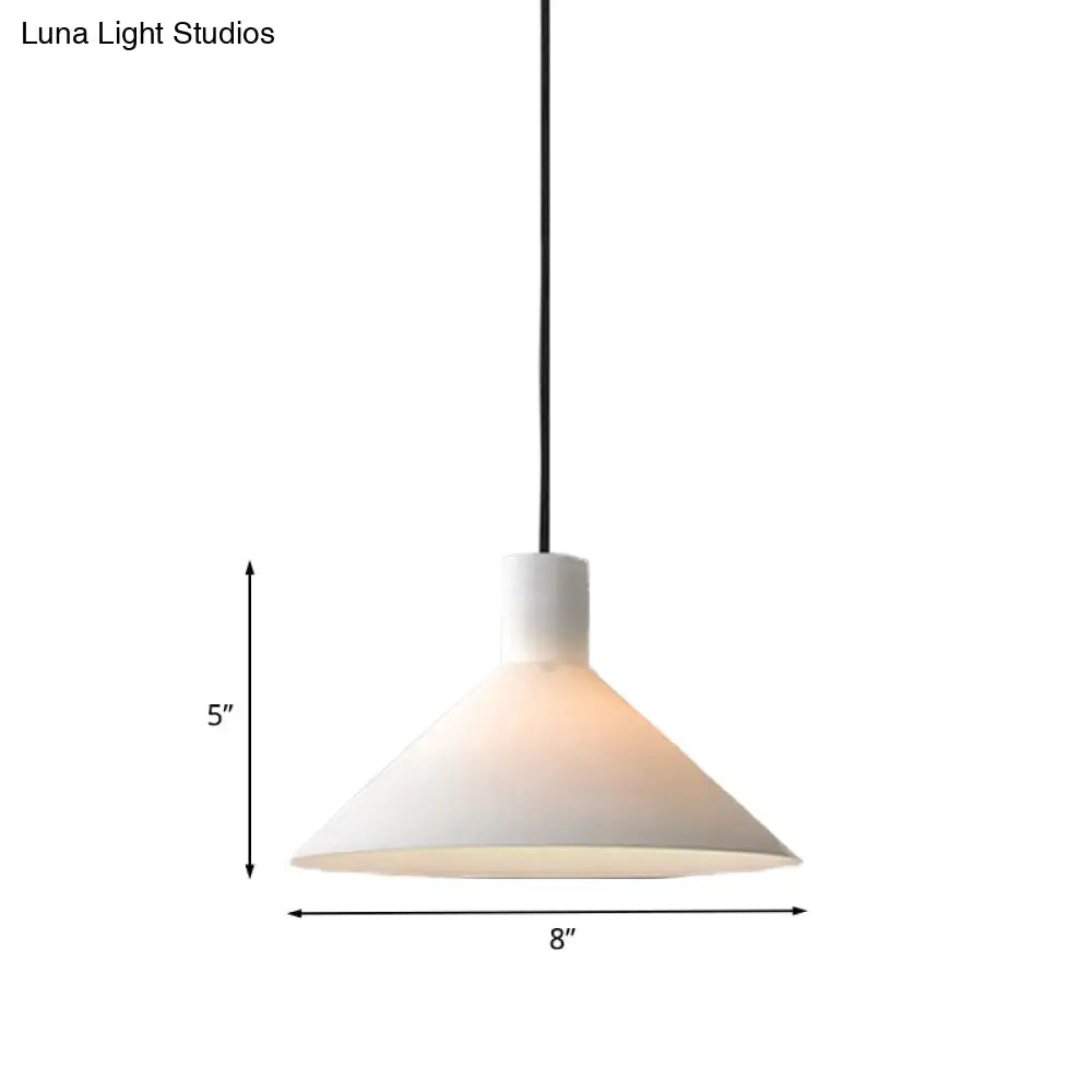 Minimalist White Glass Pendant Ceiling Lamp With Wide Flare Hanging Kit