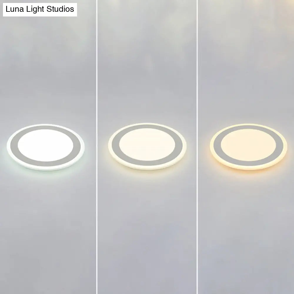 Minimalist White Led Acrylic Disk Flush-Mount Ceiling Light Fixture / 16.5 Third Gear
