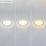 Minimalist White Led Acrylic Disk Flush-Mount Ceiling Light Fixture / 16.5 Third Gear