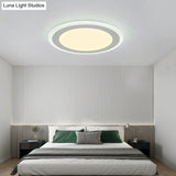 Minimalist White Led Acrylic Disk Flush-Mount Ceiling Light Fixture / 16.5