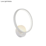 Minimalist White Led Circle Sconce Light Fixture With Acrylic Wall Mount - Warm/White For Corridor