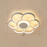 Minimalist White Led Sunflower Flushmount Ceiling Lamp For Bedroom / 25.5’