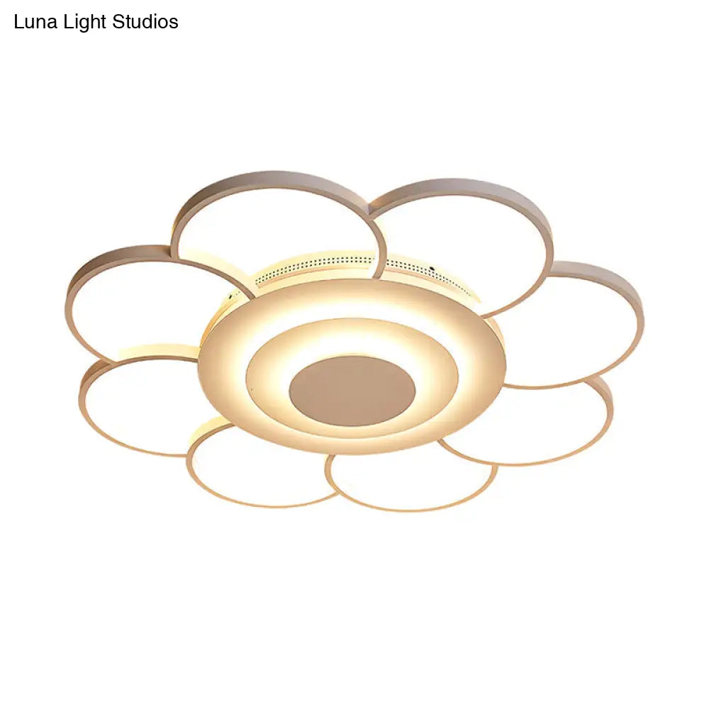 Minimalist White Led Sunflower Flushmount Ceiling Lamp For Bedroom