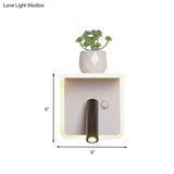 Minimalist White Led Wall Sconce With Plant Decoration In Warm/White Light