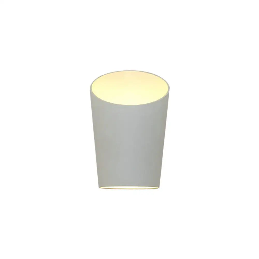 Minimalist White Metal Wall Lamp With Integrated Led For Bedroom - Warm/White Lighting