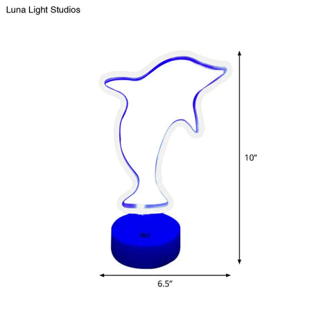 Minimalist White Plastic Dolphin Night Lamp: Battery-Operated Led Table Lighting