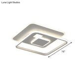 Minimalist White Rectangle Led Acrylic Ceiling Light - Warm/White Flush Mount Fixture