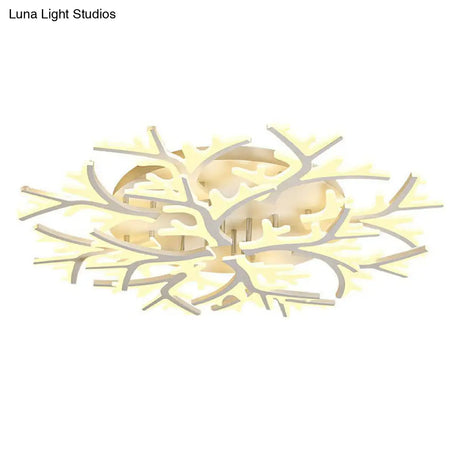 Minimalist White Snowflake Led Flush Mount Lighting For Living Room