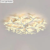 Minimalist White Snowflake Led Flush Mount Lighting For Living Room