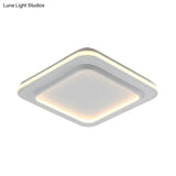 Minimalist White Square Flush Mount Led Ceiling Light Fixture - 18’/21.5’ Acrylic With Warm/White