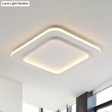 Minimalist White Square Flush Mount Led Ceiling Light Fixture - 18’/21.5’ Acrylic With Warm/White