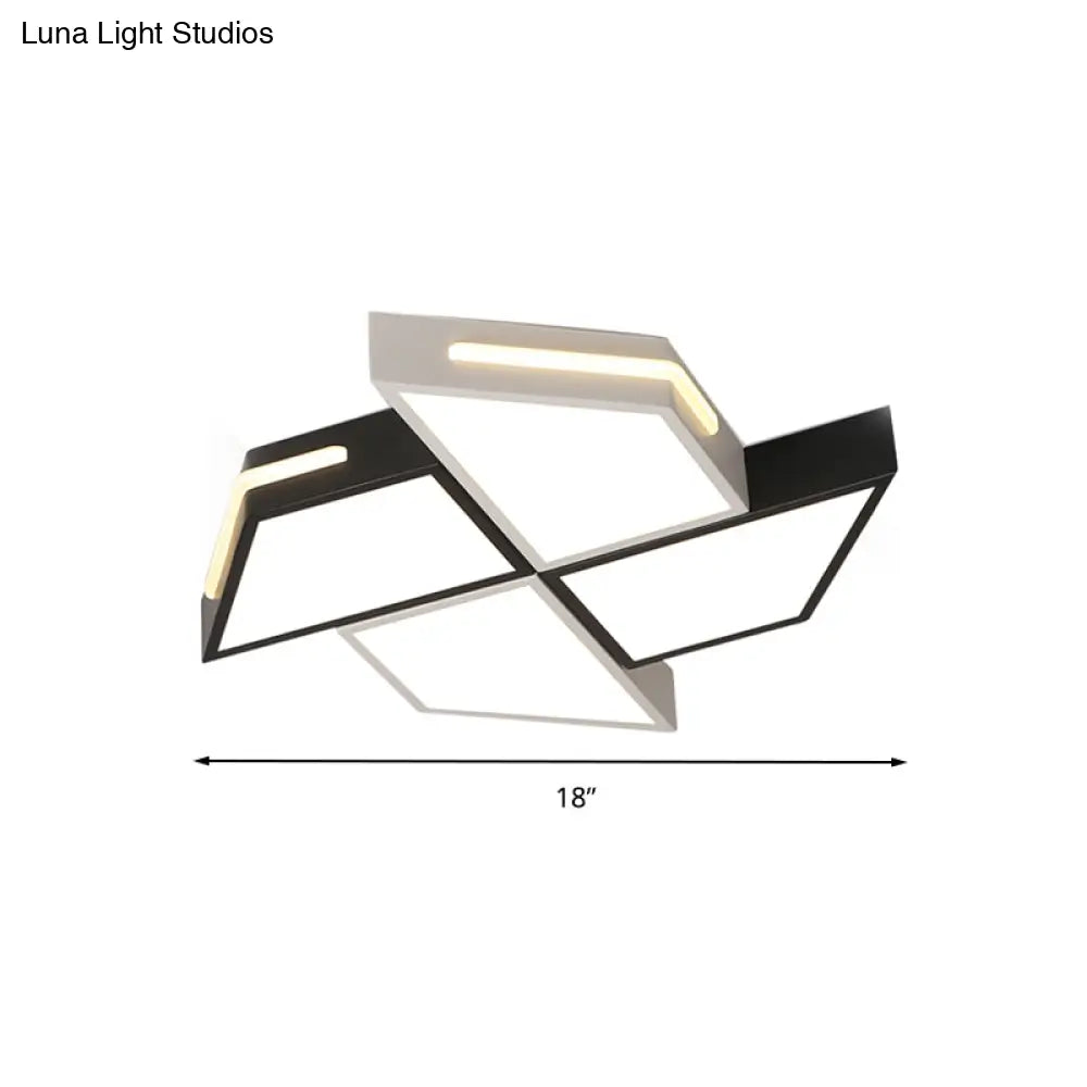 Minimalist Windmill Ceiling Light - Acrylic Flush Mount Fixture For Bedroom (Black/White)