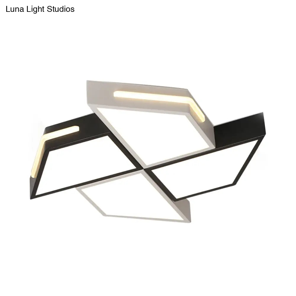 Minimalist Windmill Ceiling Light - Acrylic Flush Mount Fixture For Bedroom (Black/White)