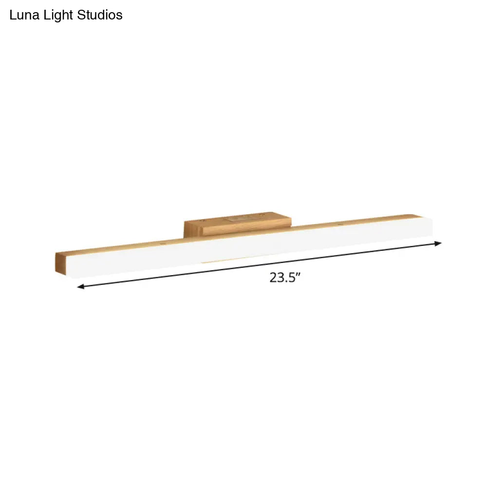 Minimalist Wood Linear Vanity Sconce Light - Beige Led Wall Fixture (16/23.5/31.5 Width)
