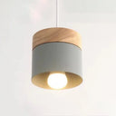 Minimalist Wood Pendant Light Fixture With Cylindrical Metal Lamp Design - Perfect For Table Khaki