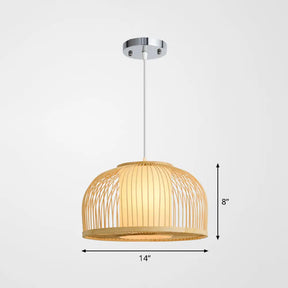 Minimalist Wood Pendant Light With Bamboo Shade - Restaurant Hanging Lighting / 14