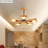 Minimalist Wood Suspension Chandelier For Living Room - Trapezoid Frame Design