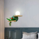 Minimalist Wooden Led Wall Lamp In Grey/White/Green Perfect For Living Room Left/Right Placement