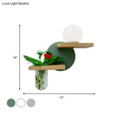 Minimalist Wooden Led Wall Lamp In Grey/White/Green Perfect For Living Room Left/Right Placement