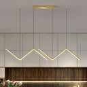 Minimalist Z-Shaped Island Pendant Led Light Fixture For Dining Room Gold / 35.5 White