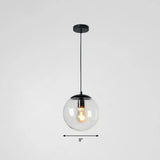Minimalistic 1-Light Black Pendant Light Fixture - Clear Glass Globe Design For Restaurants / 8’ B