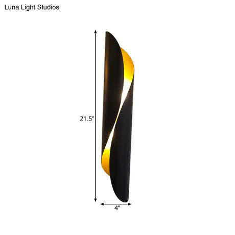 Minimalistic 2-Head Flush Mount Sconce - Black/White Metallic Wall Mounted Lighting