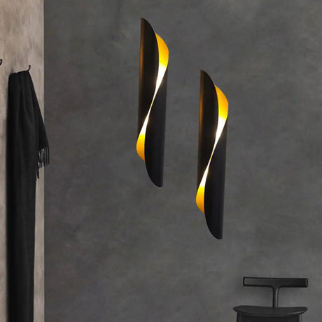 Minimalistic 2-Head Flush Mount Sconce - Black/White Metallic Wall Mounted Lighting Black